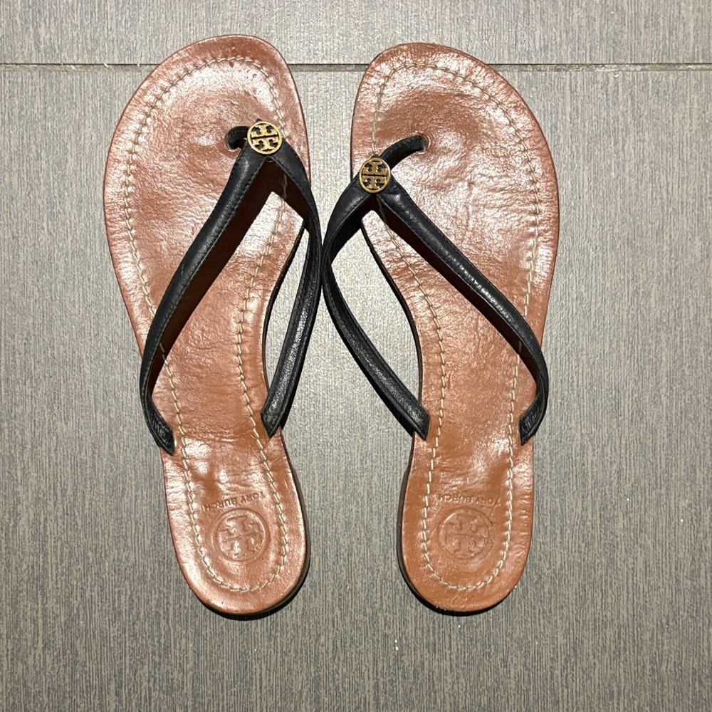 8.5 Tory Burch Women's Black and Brown Sandals